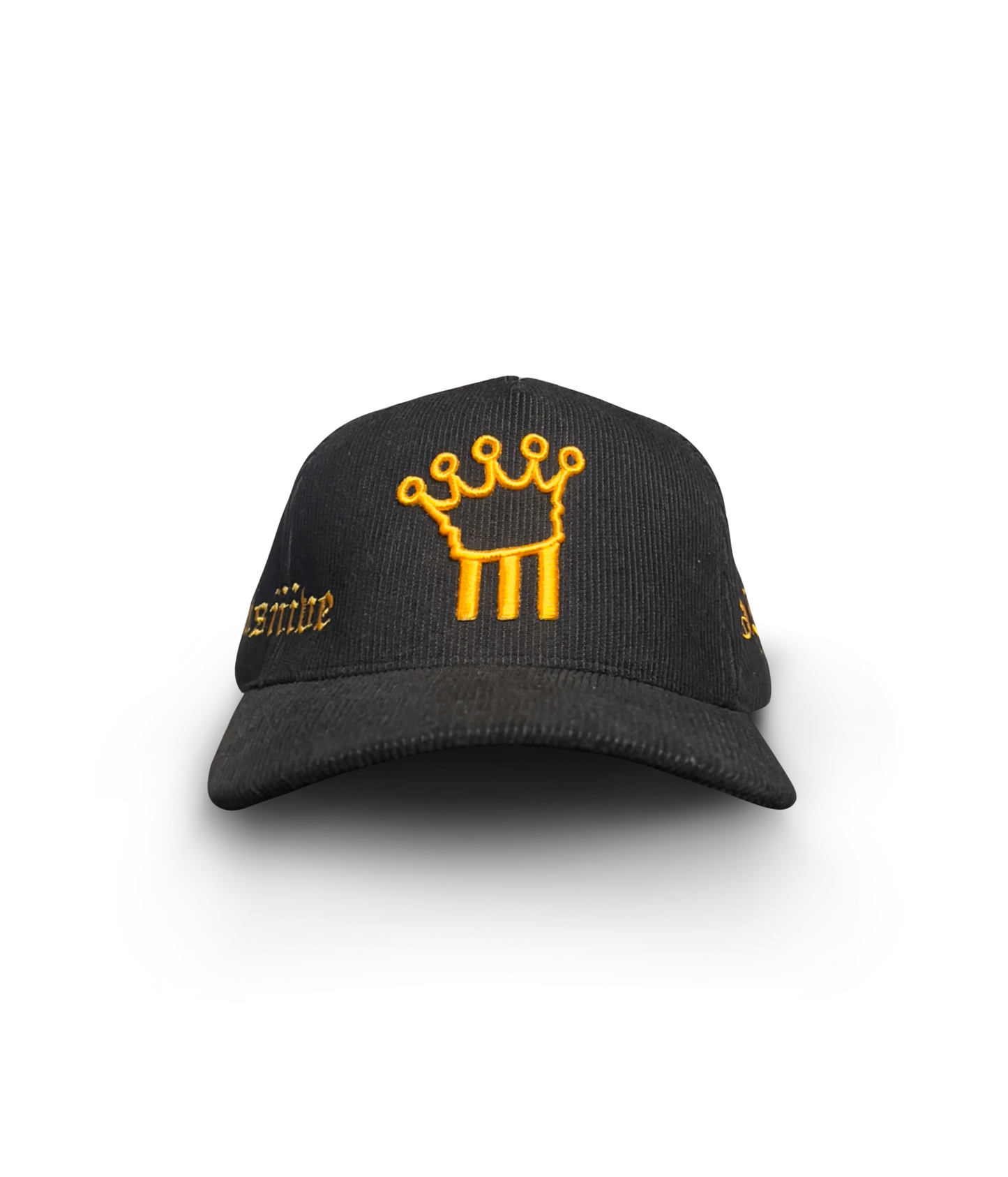 BLACK & OLD GOLD CORDUROY HAT