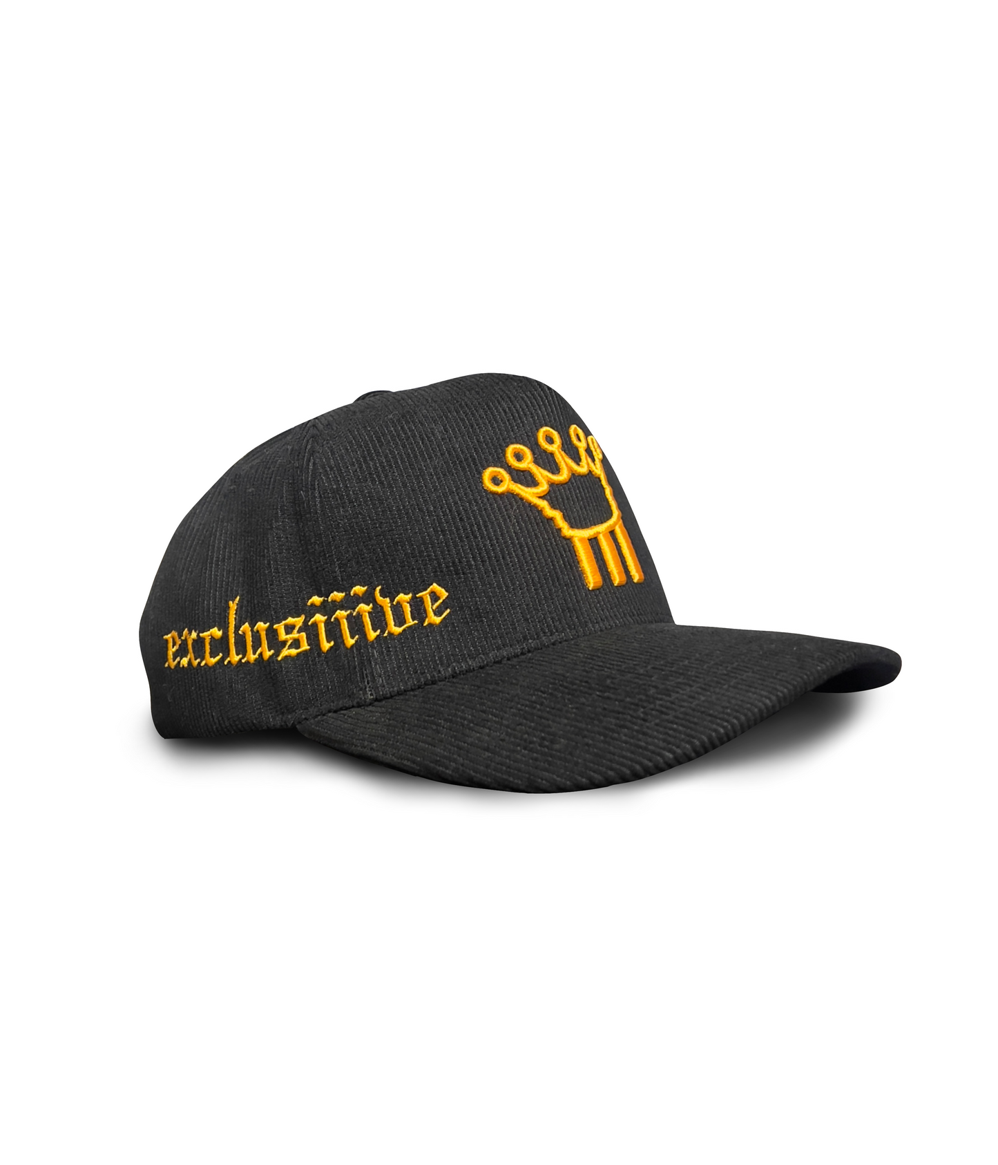 BLACK & OLD GOLD CORDUROY HAT
