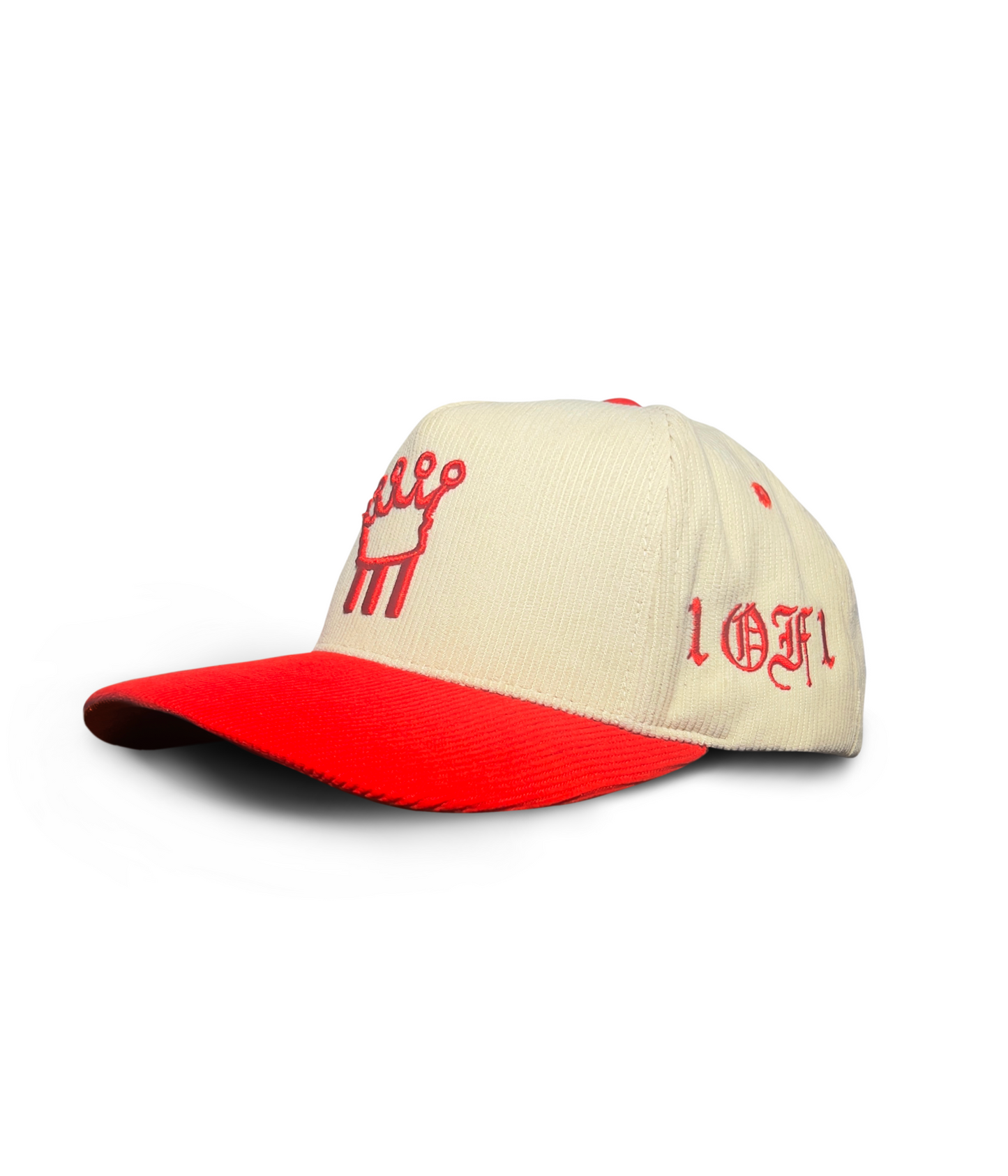 CRIMSON & CREAM CORDUROY HAT